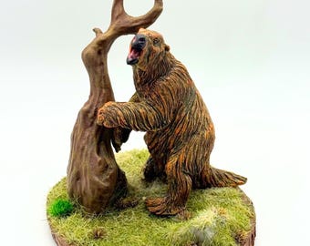 Old Tree with Grass OOAK Handmade Diorama Hand Painted 5" Base
