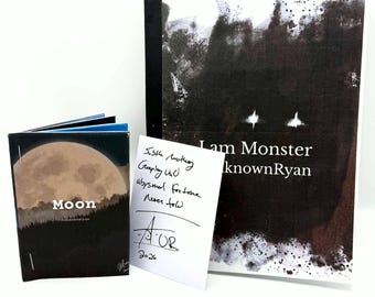 I am Monster + Moon Handmade Chapbook Poetry Zine Set + Hand Written Poem by UnknownRyan