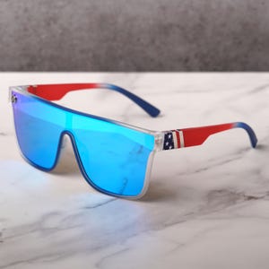 White and Blue Music Festival Sunglasses Blue Reflective Rave Sunglasses | EDM Festival Glasses - Etsy main image 4