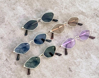 Retro 90s Geometric Metal Cat Eye Sunglasses: Fashion Festival Shades - MARIGOLD