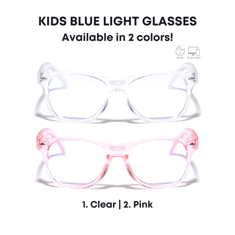 Kids Blue Light Blocking Glasses: Clear & Pink Frame, Anti Eye Strain - PEARL image 6