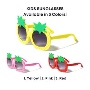 SUNBERRY - KINDER Ananas Sonnenbrille | Tropische Fruchttöne für Kleinkinder & Mädchen Gelb, Rosa, Rot | Geburtstagsgeschenk, Mitbringsel, Pool Party