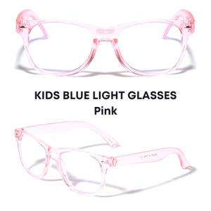 Kids Blue Light Blocking Glasses: Clear & Pink Frame, Anti Eye Strain - PEARL image 9