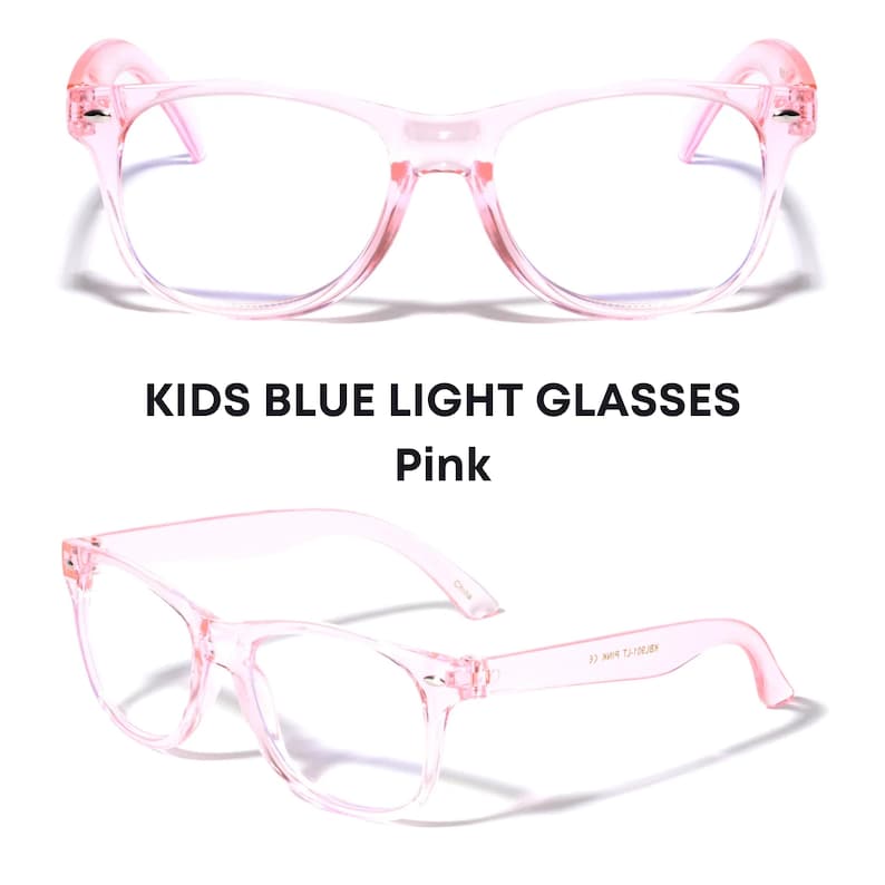 Kids Blue Light Blocking Glasses: Clear & Pink Frame, Anti Eye Strain - PEARL image 9