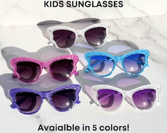 KIDS Sparkly Glitter Butterfly Sunglasses: UV400 Protection, Fun Party Shades - GLITTERBAY