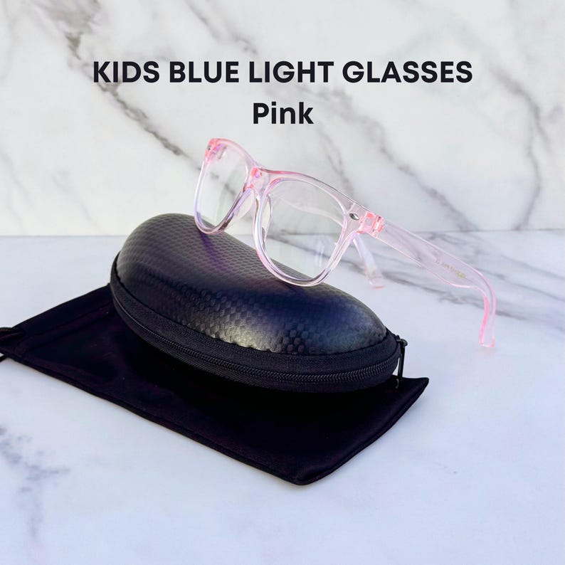 Kids Blue Light Blocking Glasses: Clear & Pink Frame, Anti Eye Strain - PEARL image 8