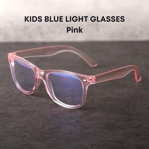 Kids Blue Light Blocking Glasses: Clear & Pink Frame, Anti Eye Strain - PEARL Pink