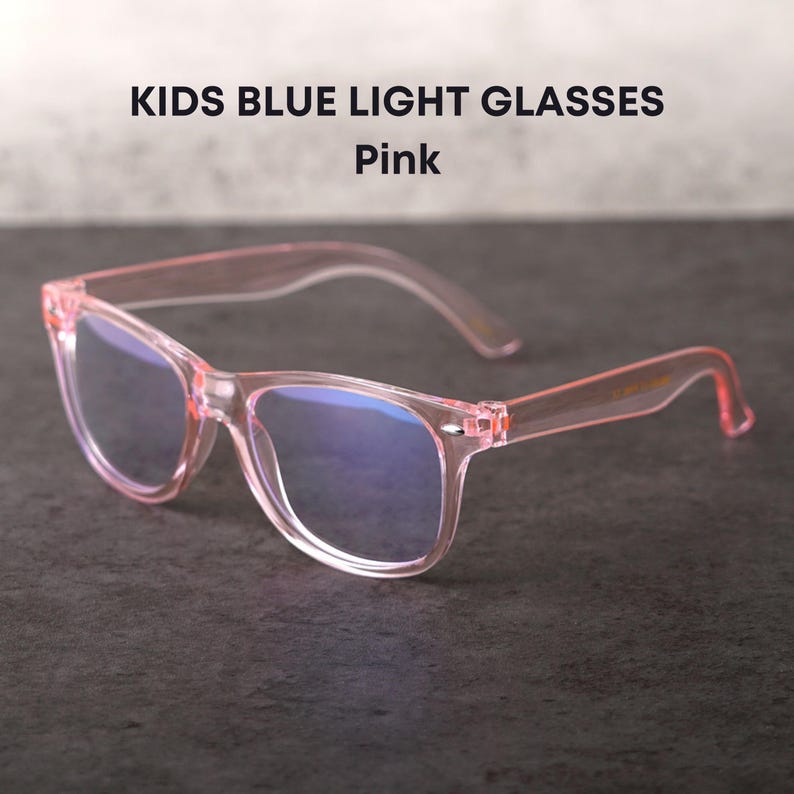 Kids Blue Light Blocking Glasses: Clear & Pink Frame, Anti Eye Strain - PEARL Pink