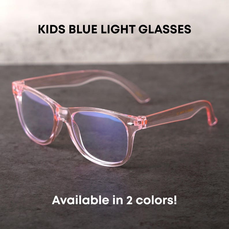 Kids Blue Light Blocking Glasses: Clear & Pink Frame, Anti Eye Strain - PEARL image 1