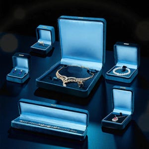 Smyckeskrin i sammet – Ring-, halsbands-, armbands- eller örhängeshållare, elegant displayask, frieri- och presentask