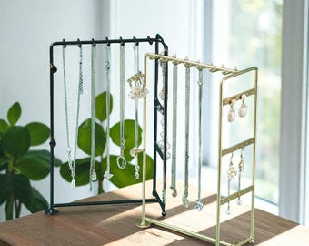 Gold Jewelry Stand Organizer: Necklace, Bracelet & Earring Display