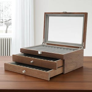Wood Desk Organizer and Pen Holder Box, Office Accessories Gift for Him, Pen Display Case, Writer Organizer, Father&#39;s Day Desk Gift Idea