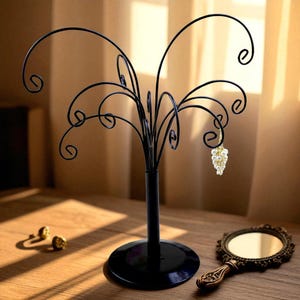 Gold Jewelry Organizer Stand for Necklaces Earrings Bracelets, Tree Necklace Holder, Unique Desk Display, Jewelry Lover Gift Idea
