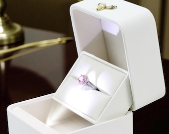 Scatola portagioie di lusso a LED - Scatola regalo illuminata per anelli di fidanzamento, scatole per proposte di matrimonio, espositori per fedi nuziali, eleganti confezioni per gioielli