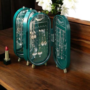 Espositore per gioielli con specchio e organizer per orecchini: elegante espositore per collane