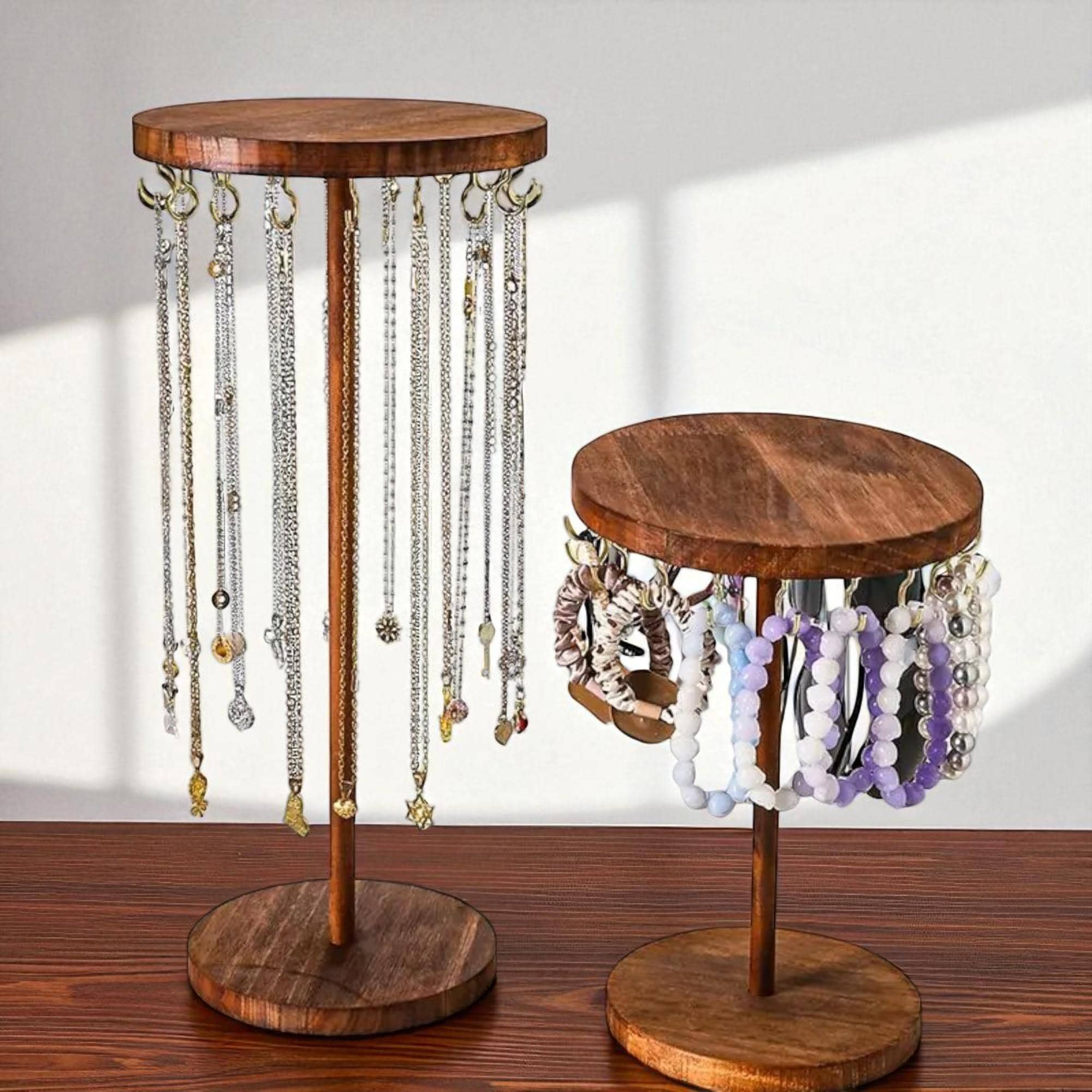 Présentoir Rotatif à Bijoux Avec Crochets Pour Colliers Et