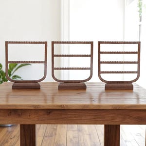 Elegant Walnut Necklace Stand and Multilayer Earring Holder, Wooden Jewelry Display Organizer, Necklace Holder Stand for Accessories