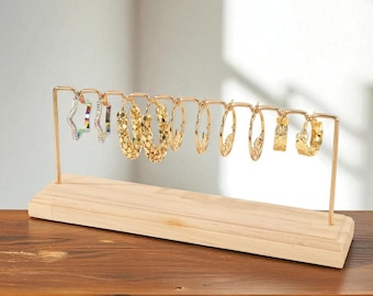 Wood Earring Display Stand – Jewelry Organizer for Studs and Hoops