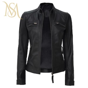 Women Black Leather Jacket, Black Jacket For Women Made of Real Leather, Motorcycle Leather Jacket, Gift for Women, Handmade