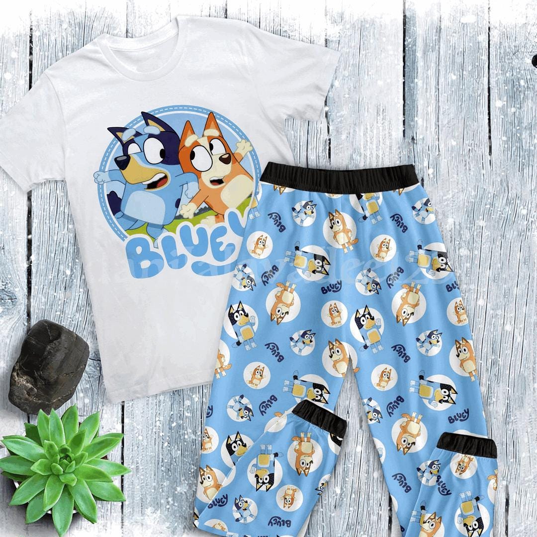 Bluey Dog Pajamas Family Matching Christmas Sleepwear Etsy Bluey Pajamas For Family