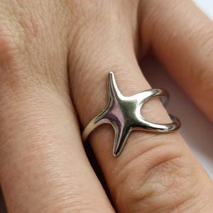 Minimalist Star Ring Silver Adjustable Stainless Steel Ring Y2K Aesthetic Dainty Ring Gift for Her or Him