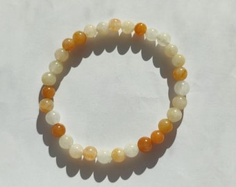 Golden Agate Bracelet 6 mm | Minimalist Yellow Crystal Bracelet | Natural Stone Jewelry | Positive Energy Gift | Dainty Bracelet for Her