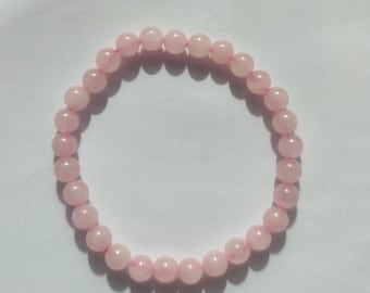 Rose Quartz Bracelet 6 mm | Love Crystal Bracelet | Natural Stone Beaded Bracelet | Minimalist Pink Jewelry | Gift for Her