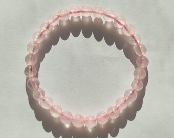 Rose Quartz Bracelet 6 mm | Minimalist Pink Crystal Bracelet | Natural Stone Jewelry | Self Love Gift | Dainty Bracelet for Her
