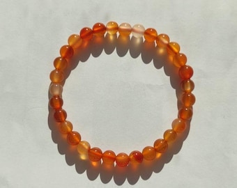 Red Agate Bracelet 6 mm | Natural Stone Beaded Bracelet | Healing Crystal Jewelry | Minimalist Unisex Bracelet | Gift for Him Her