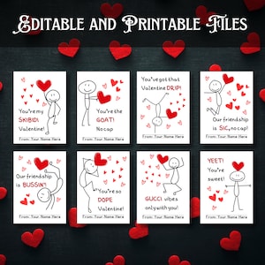 Cartes de Saint-Valentin pour enfants en argot - Saint-Valentin amusante à imprimer pour la classe - École pour adolescents - Saint-Valentin pour garçons
