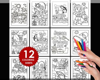 Målarbilder för fiskefödelsedagar: O-Fish-Ally festgåvor (redigerbar mall 5x7, digital nedladdning)