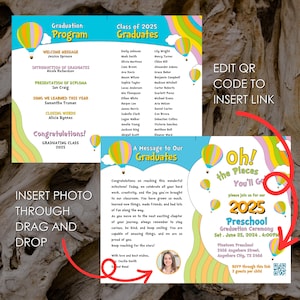 Vorschul-Abschluss-Programm Vorlage Speichern Sie die Datumseinladung bearbeitbar Canva laden druckbare Karte Kindergarten Prek grad Zeremonie ein