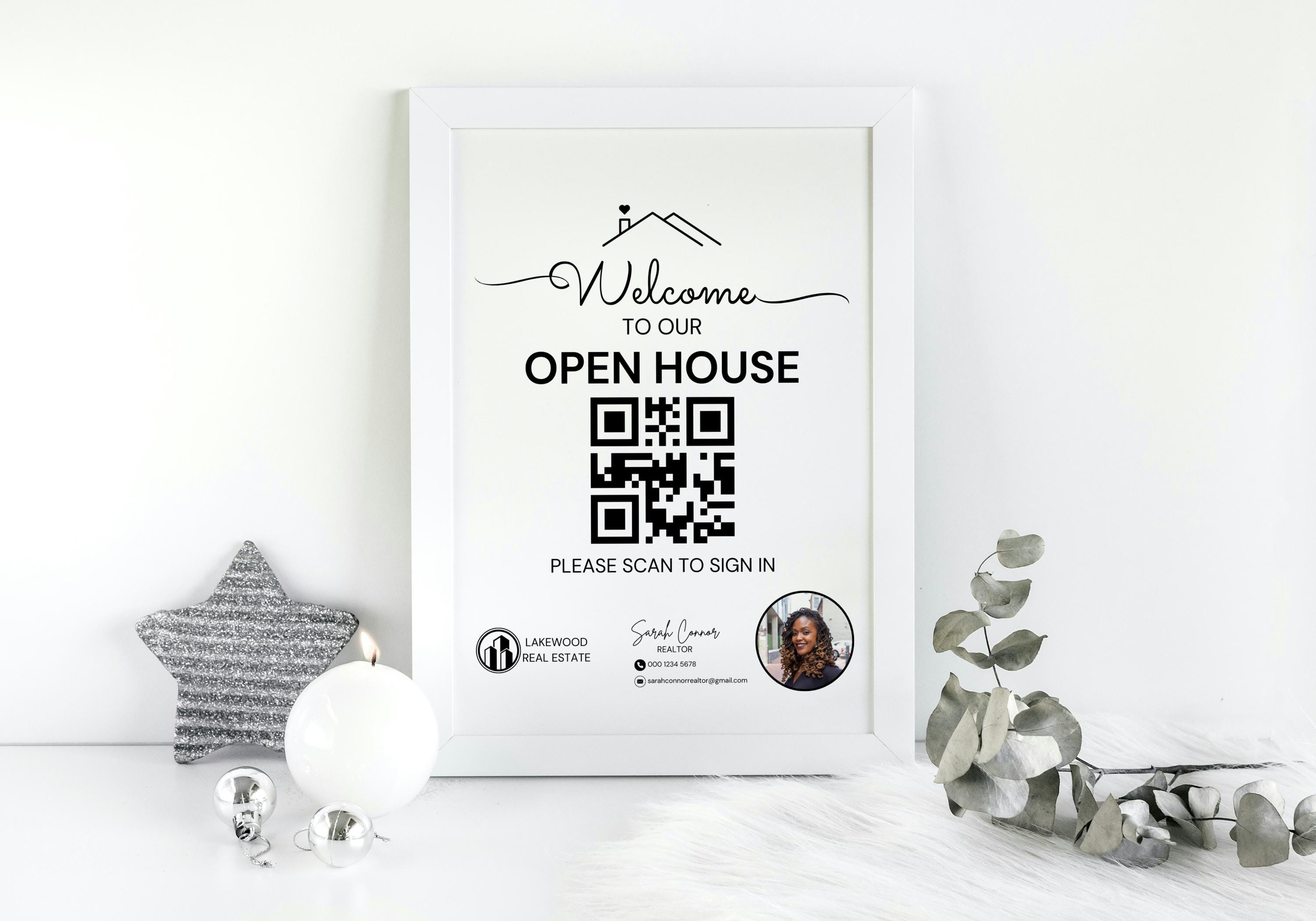 Open House Welcome Sign: Editable QR Code Canva Template (instant ...