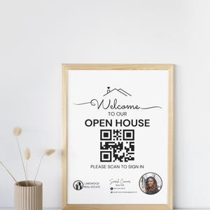 Open House Welcome Sign: Editable QR Code Canva Template (instant ...
