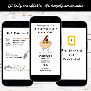 Friends Theme Birthday Invitation Template | Canva Editable Invite | Video Animation | Instant Download