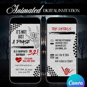 Elder Emo Birthday Video Invitation: Gothic Black Theme, Editable Canva Template