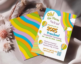 Plantilla editable de invitación de graduación de preescolar: imprimible en Canva