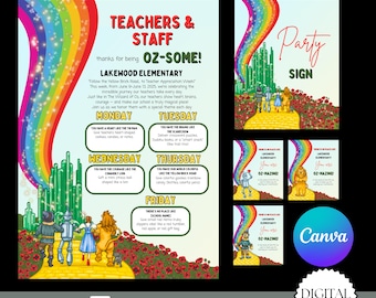 Flyerbundel Wizard of Oz Teacher Appreciation Week (bewerkbare canva-sjablonen)