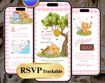 Winnie Puuh Baby Shower Einladung Vorlage Kostenlose Canva Digital Website Einladen