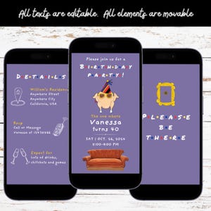 Friends Theme Birthday Invitation Template | Canva Editable Invite | Video Animation | Instant Download
