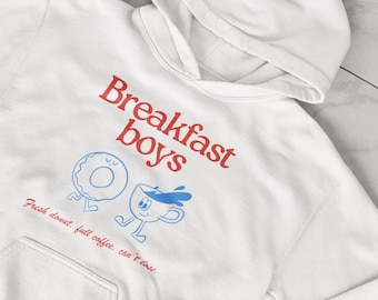 Breakfast Boys Hoodie: Coffee & Donut Graphic, Unisex Heavy Blend