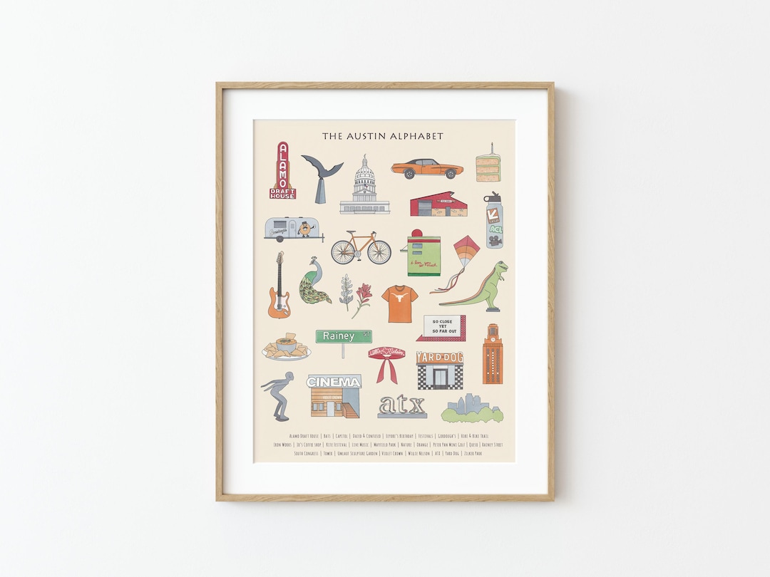 Austin Alphabet, Austin Texas Print, Texas Decor, Texas Art Print ...