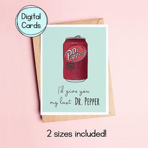 Dr. Pepper Karte - Druckbare herunterladbare Karte von Texas - Drucke in zwei Größen - PDF-Datei