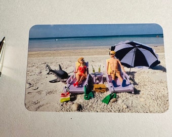 Barbie Shark Beach  Fine Art 2 1/4 " x 3 1/4" Sticker