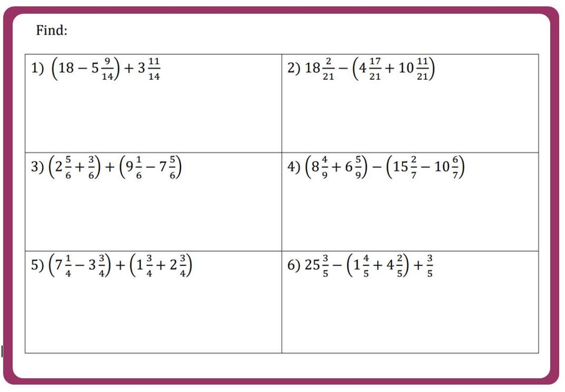 Fractions: Addition & Subtraction Worksheets With Solutions (printable ...