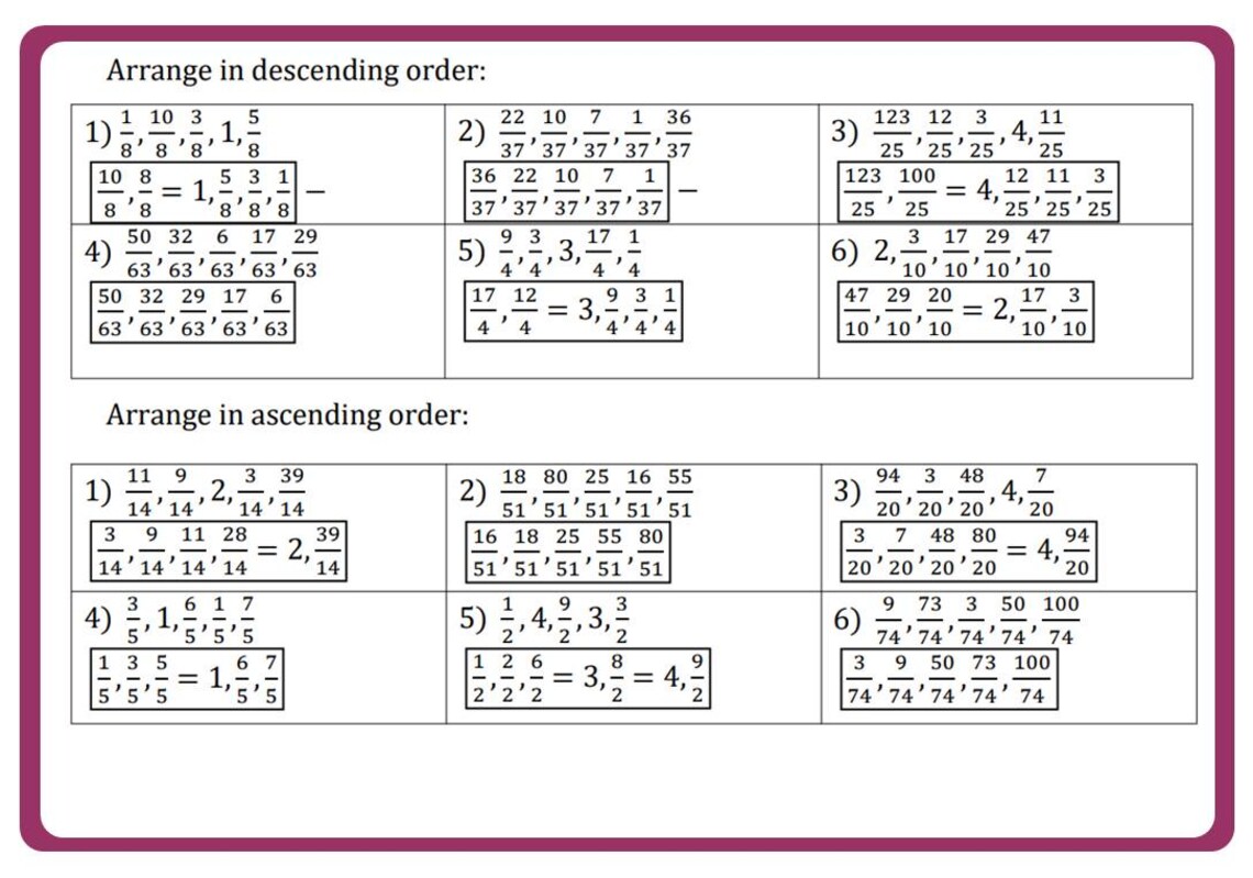 Fractions: Addition & Subtraction Worksheets With Solutions (printable ...