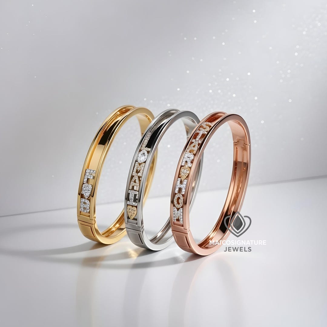Custom Name Bangles Slider Bracelet | Custom Bangle Bracelet | Name ...