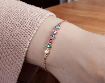 14K Gold Birthstone Bracelet: Personalized Gemstone Jewelry