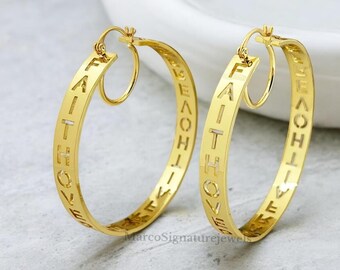 Custom Engraved Gold Hoop Earrings: Stainless Steel Personalized Jewelry