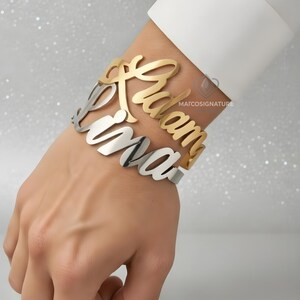 Bracciale Personalizzato Con Nome In Acciaio Inossidabile 316L – Gioiello Per Donna, Regalo Per Compleanno E Festa Della Mamma